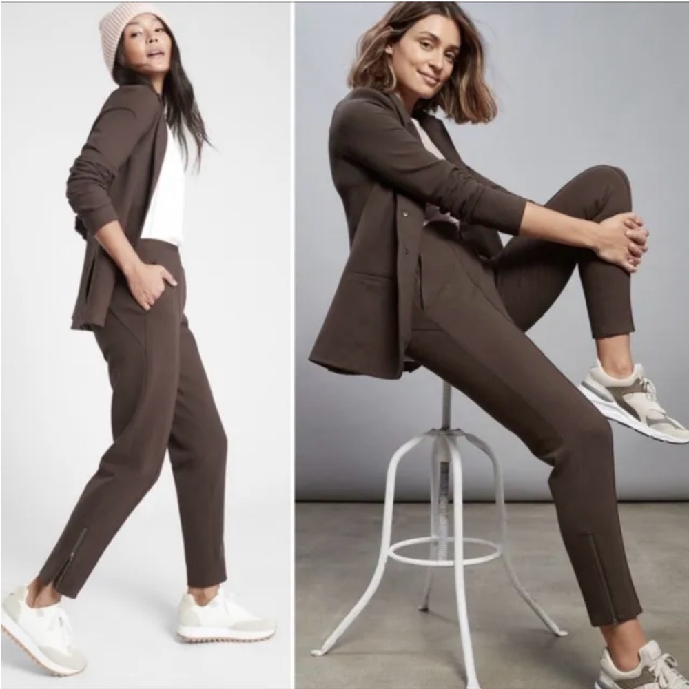 Athleta Venice Heathered Brown Pintuck Pant Tall